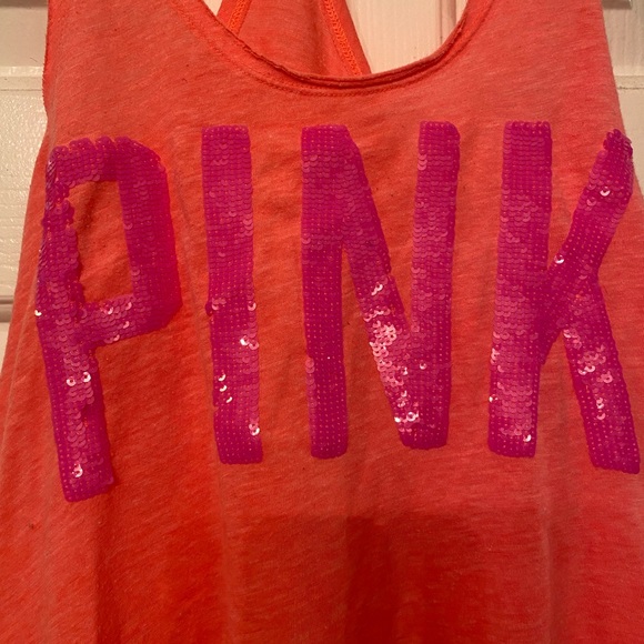 VS PINK Bright Orange Sparkle Top - Picture 2 of 4